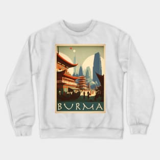 Burma Vintage Travel Art Poster Crewneck Sweatshirt